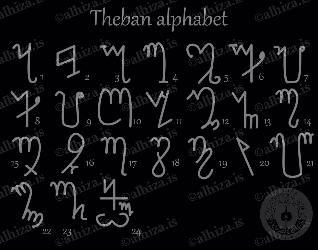 Фиванский алфавит, он же алфавит ведьм | Alhiða Dolurnar
